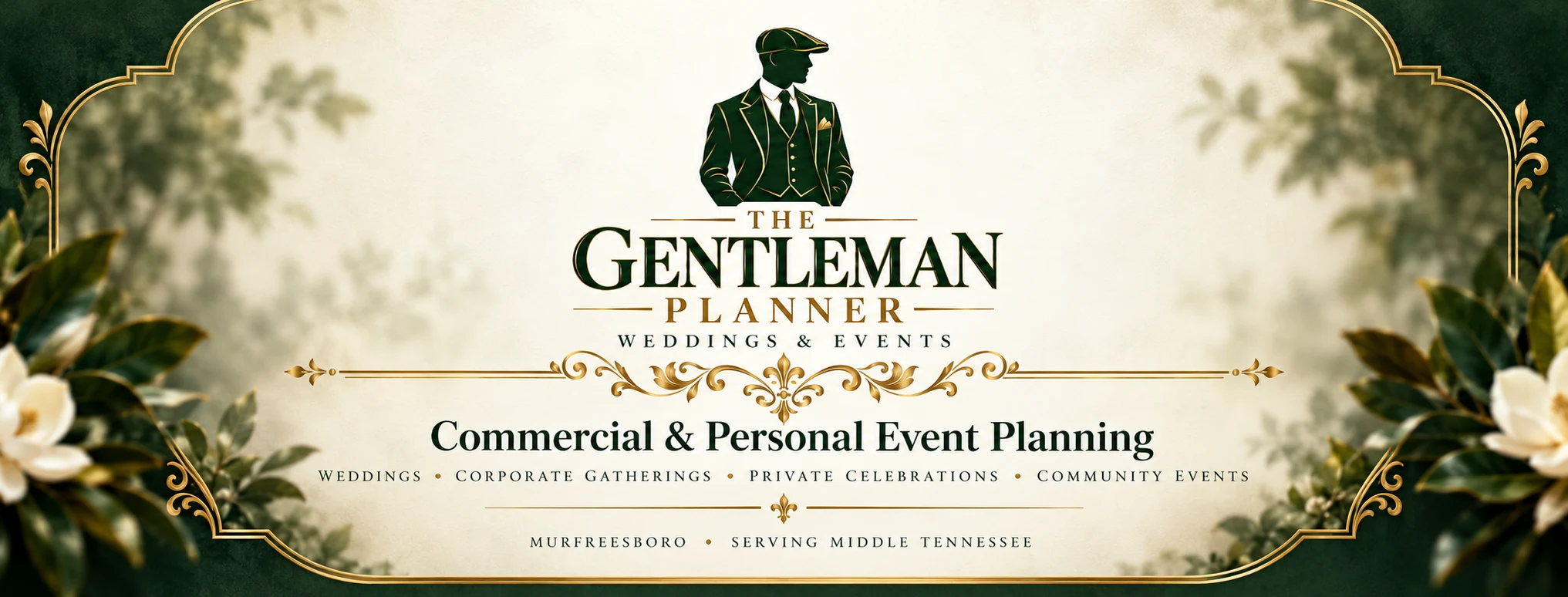 The Gentleman Planner approved luxury banner: commercial and personal event planning, Murfreesboro and Middle Tennessee